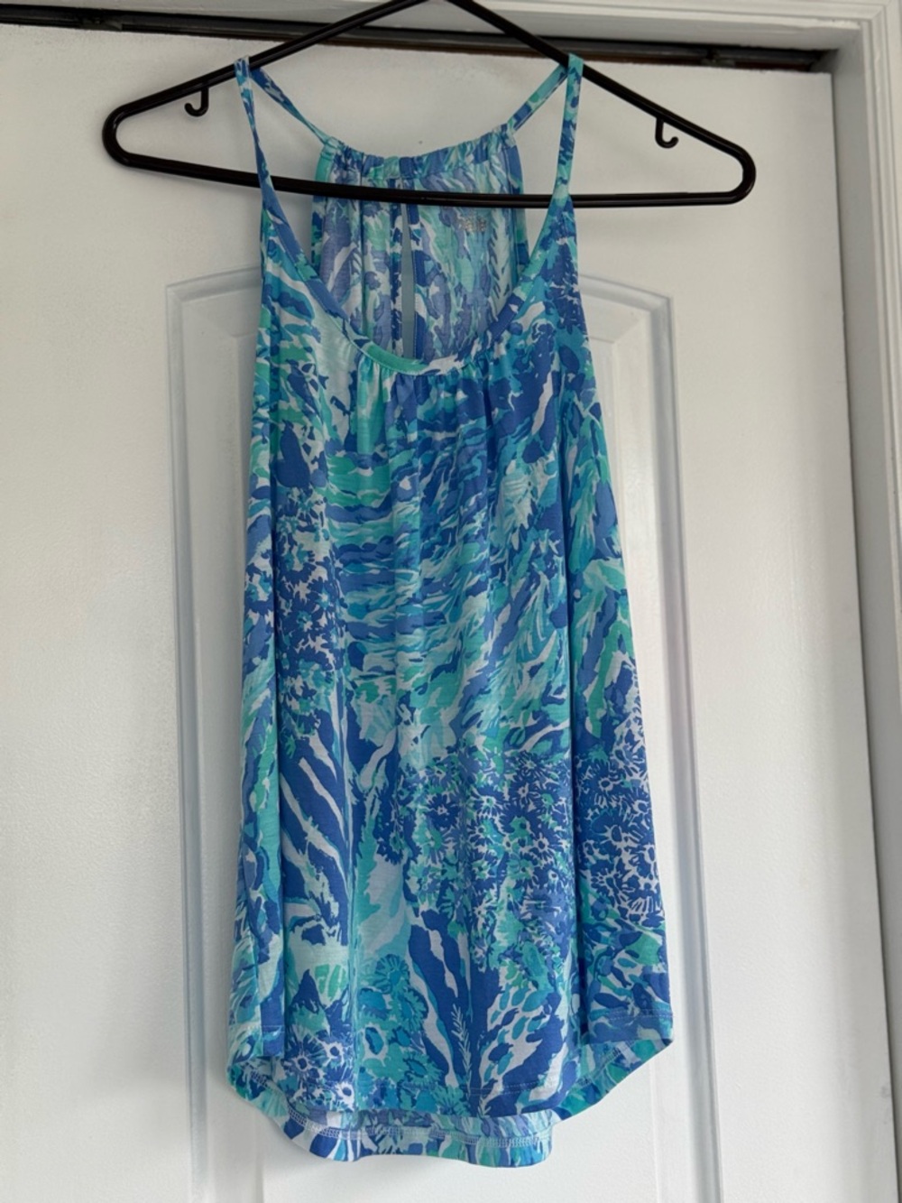 Lilly Pulitzer Blue & Turquoise Abstract Print Spaghetti Strap Tank